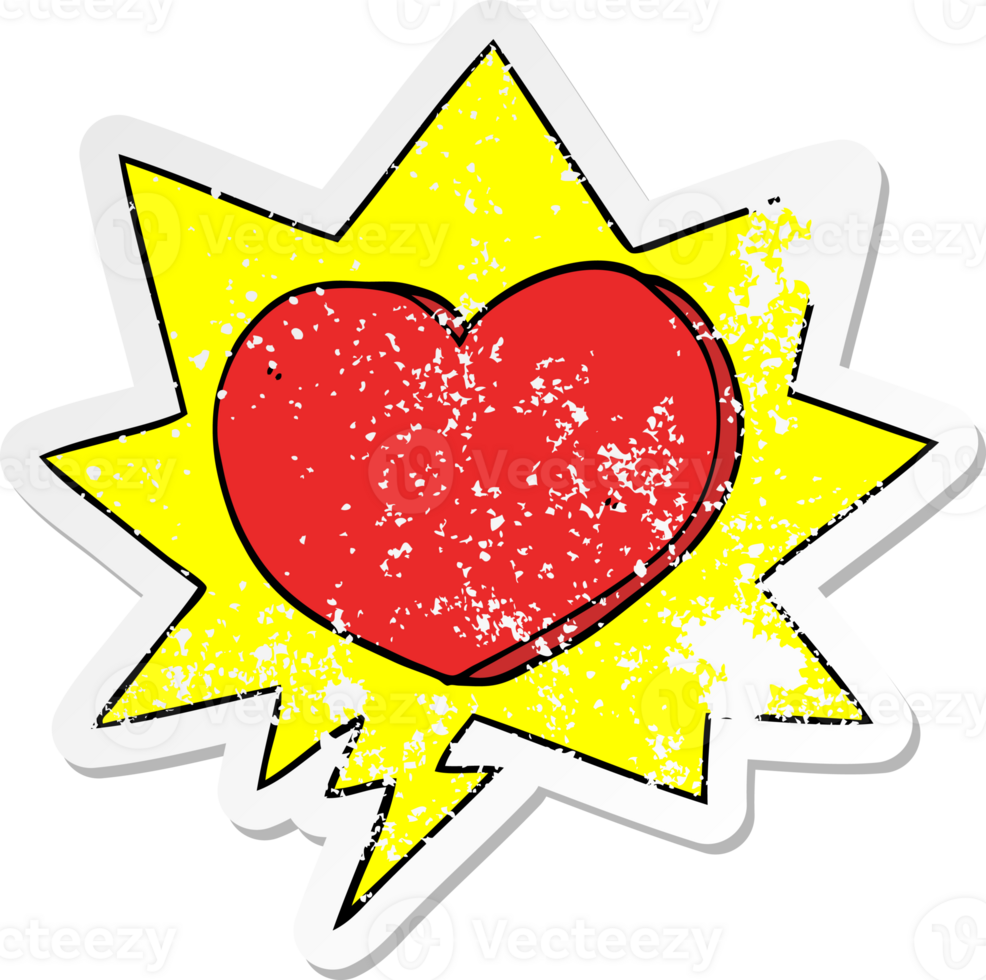 cartoon heart with speech bubble distressed distressed old sticker png