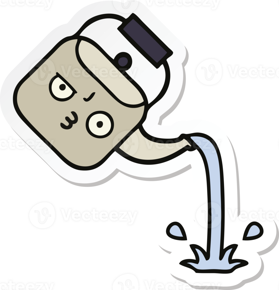 sticker of a cute cartoon pouring kettle png