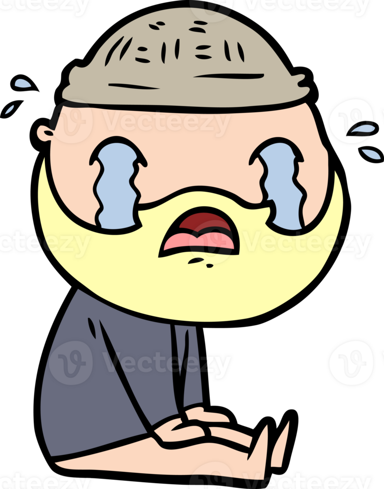 cartoon bearded man crying png