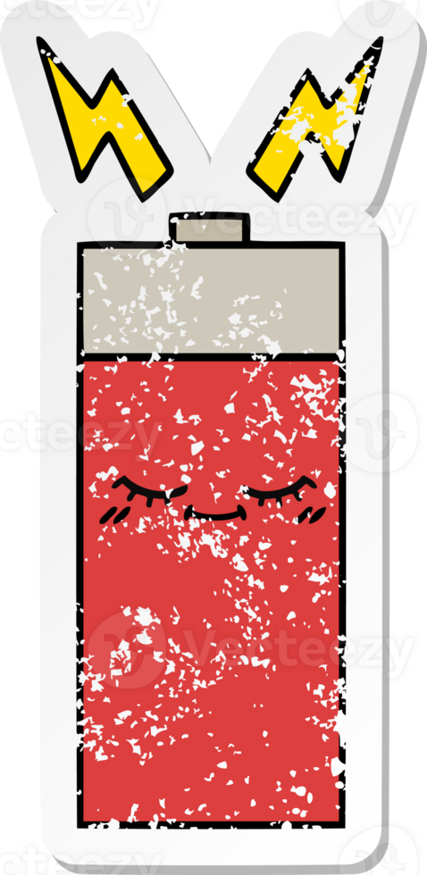 distressed sticker of a cute cartoon battery png