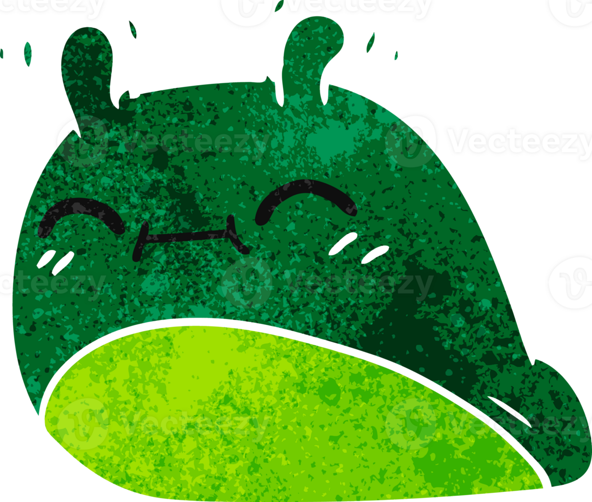 hand drawn retro cartoon of a happy kawaii slug png