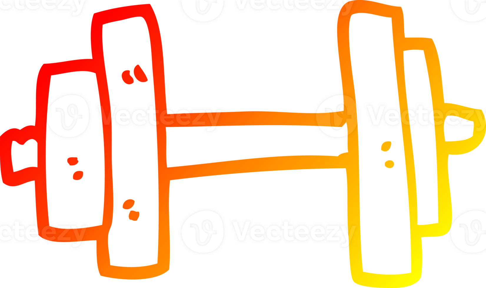 warm gradient line drawing of a cartoon gym weights png