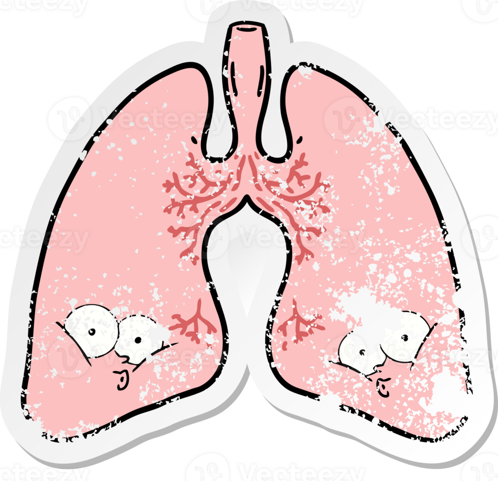 distressed sticker of a cartoon lungs png