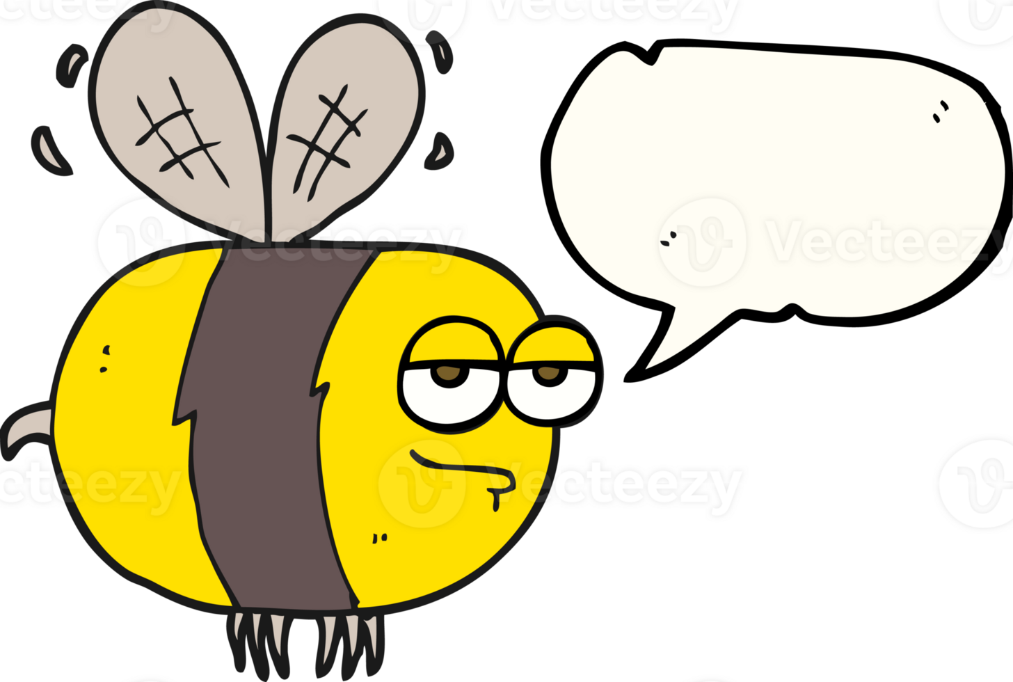 hand drawn speech bubble cartoon unhappy bee png