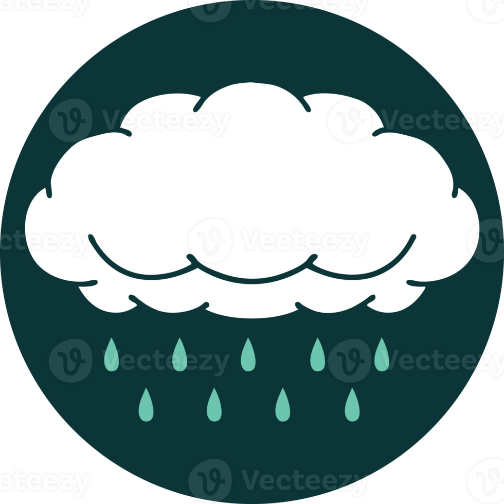 iconic tattoo style image of a cloud raining png