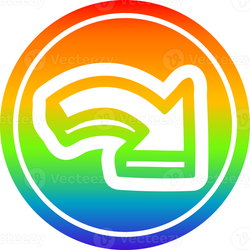 direção seta circular ícone com arco Iris gradiente terminar png