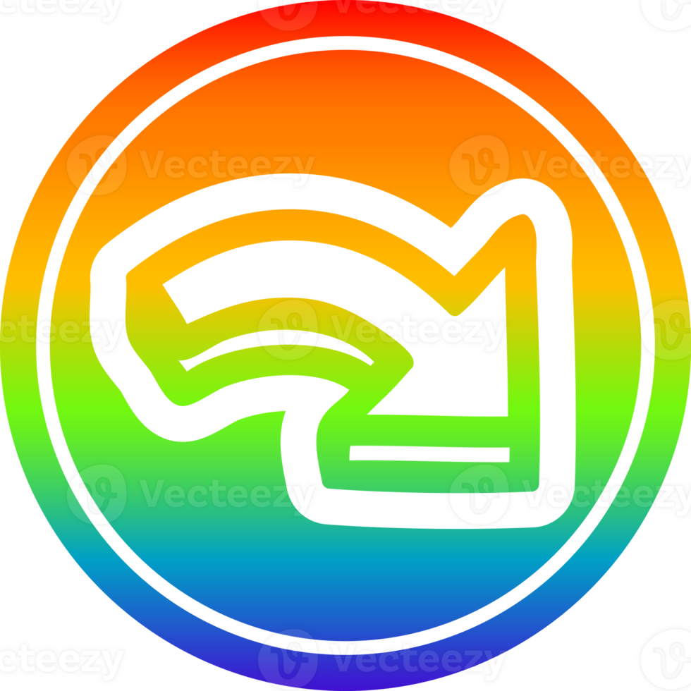 direction arrow circular icon with rainbow gradient finish png