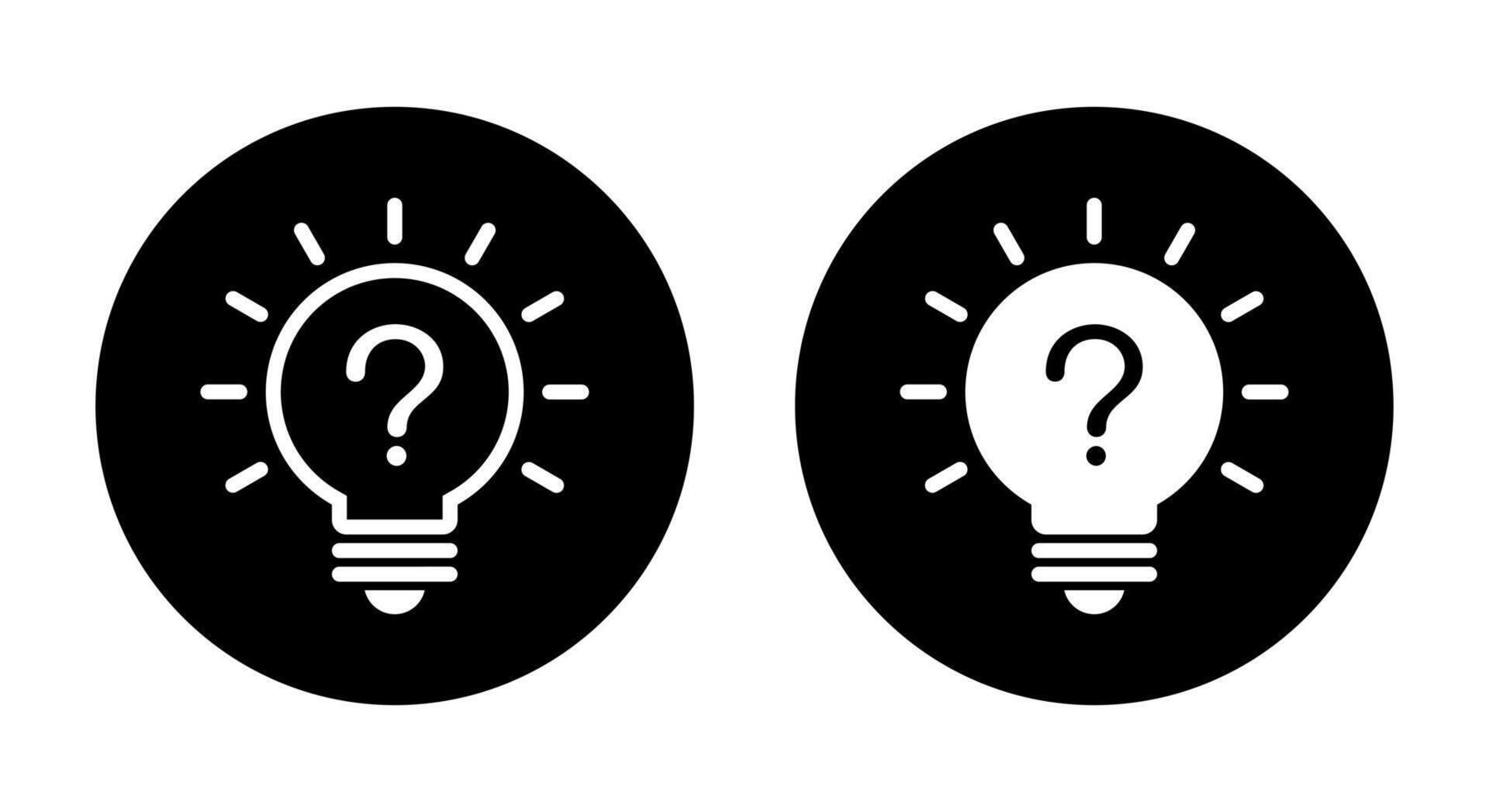 Question mark light bulb icon on black circle. Faq lamp concept vector