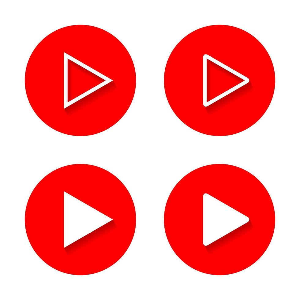 Play button icon with shadow. player concept vector