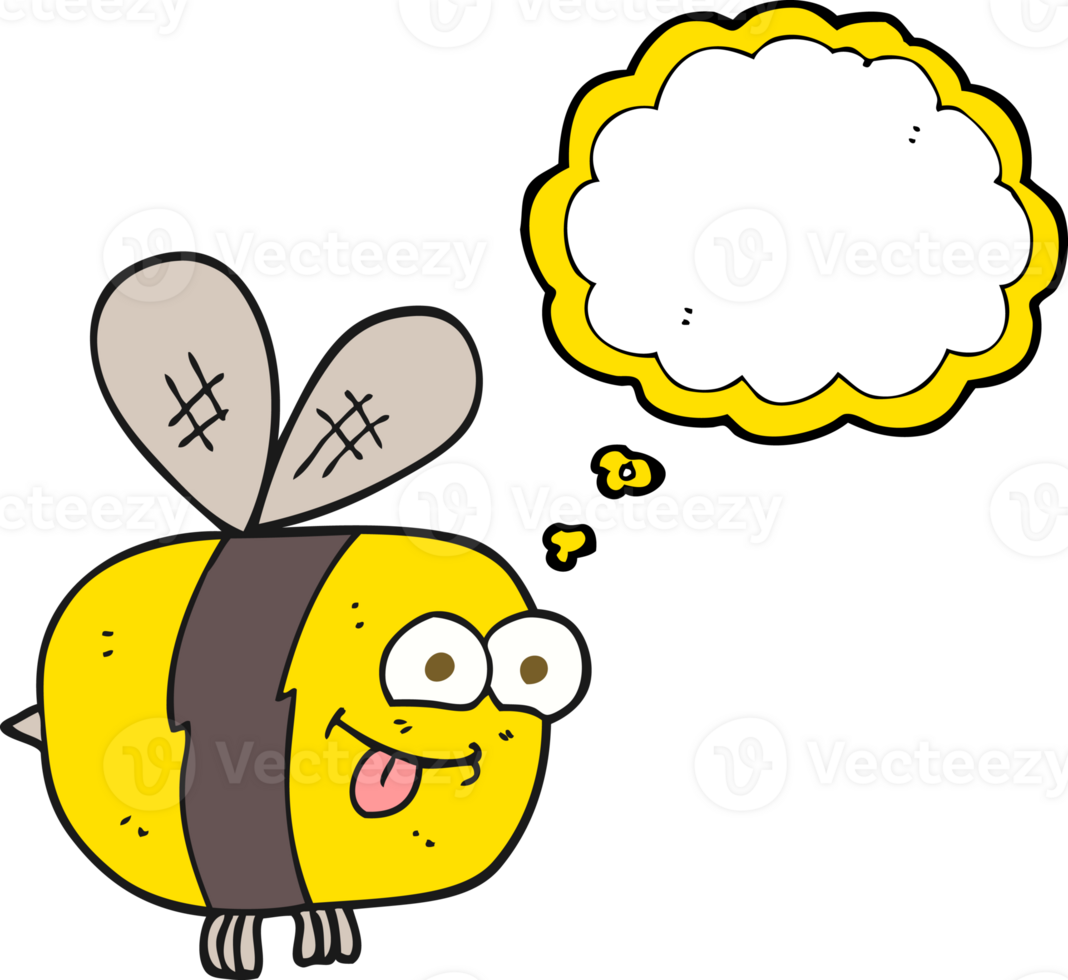 hand drawn thought bubble cartoon bee png