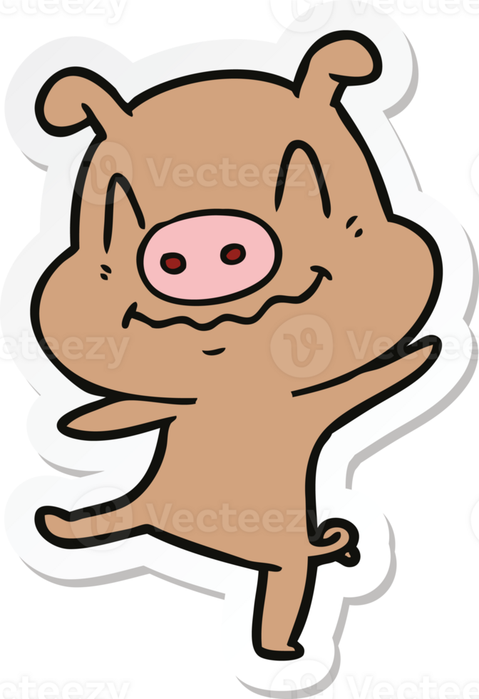 sticker of a cartoon drunk pig png