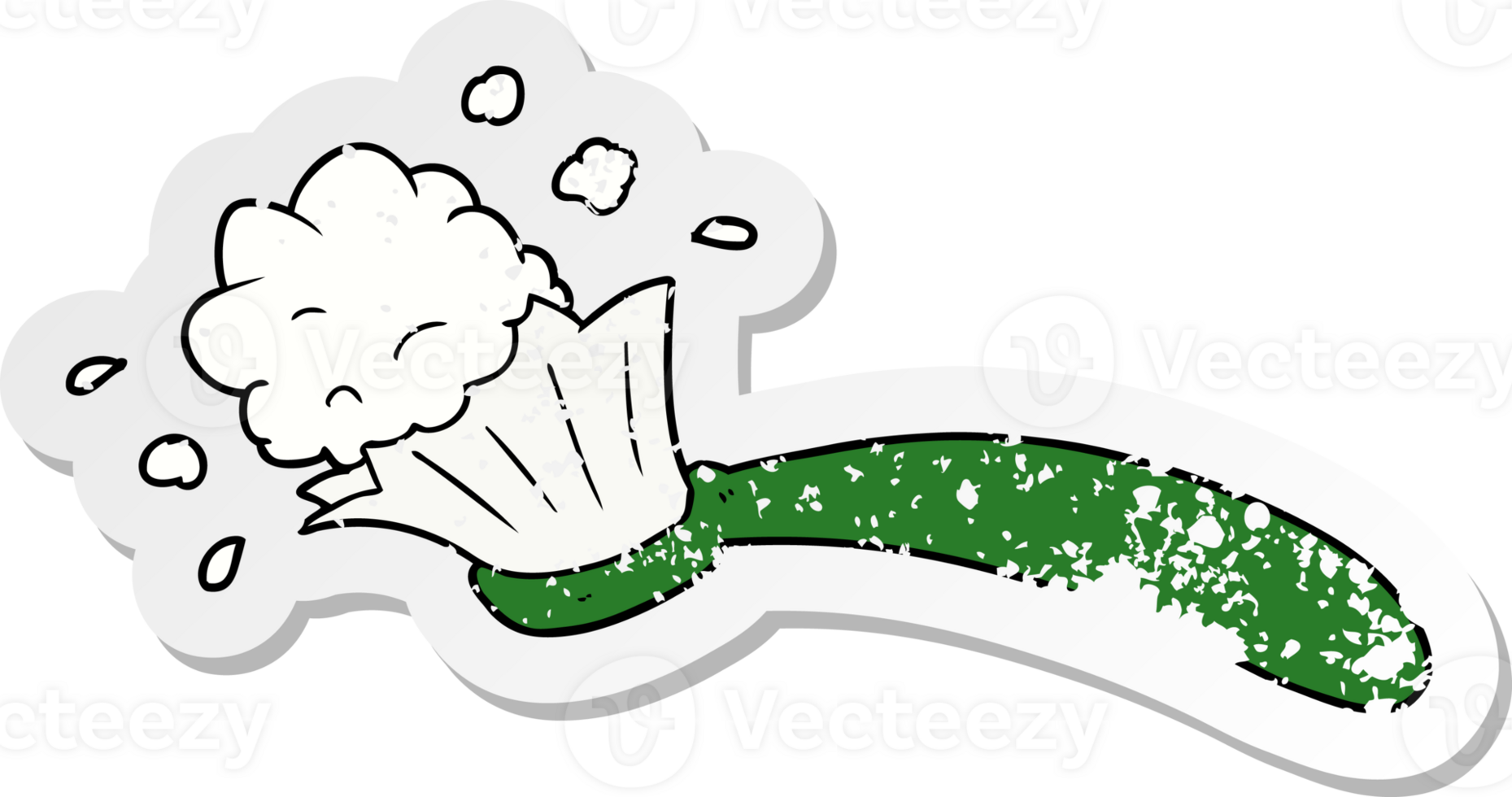 distressed sticker of a cartoon toothbrush and toothpaste png