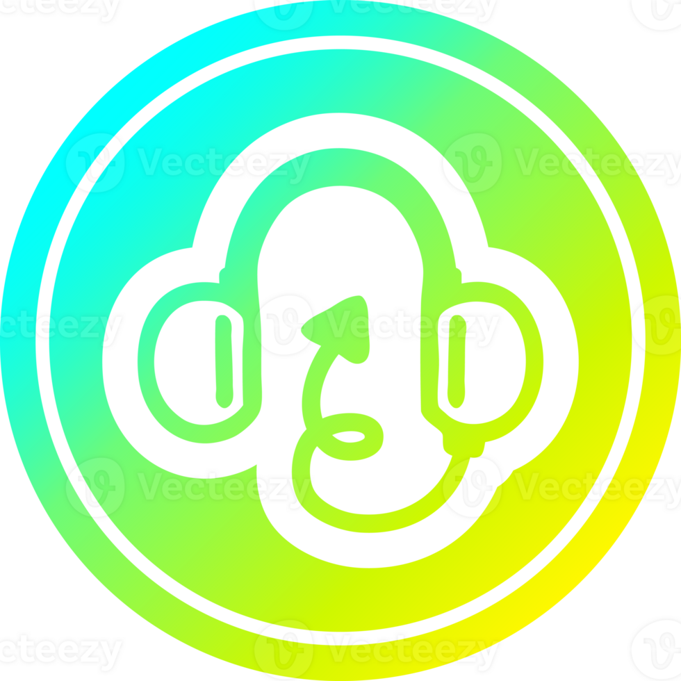 music headphones with devil tail circular icon with cool gradient finish png