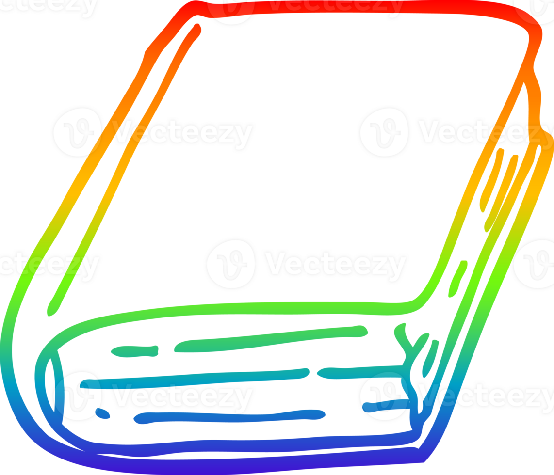 rainbow gradient line drawing of a cartoon old book png