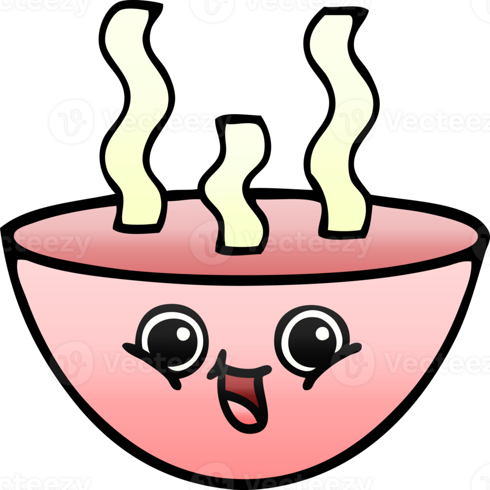 gradient shaded cartoon of a bowl of hot soup png