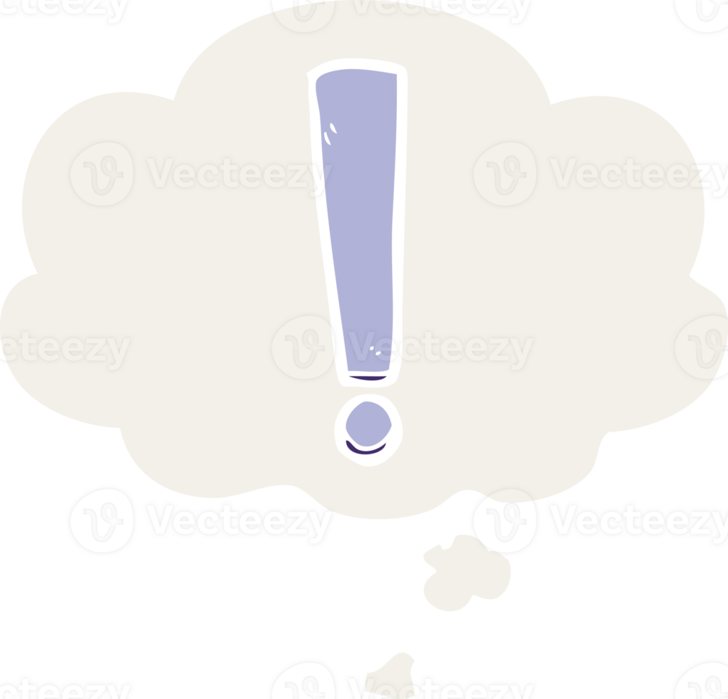 cartoon exclamation mark with thought bubble in retro style png
