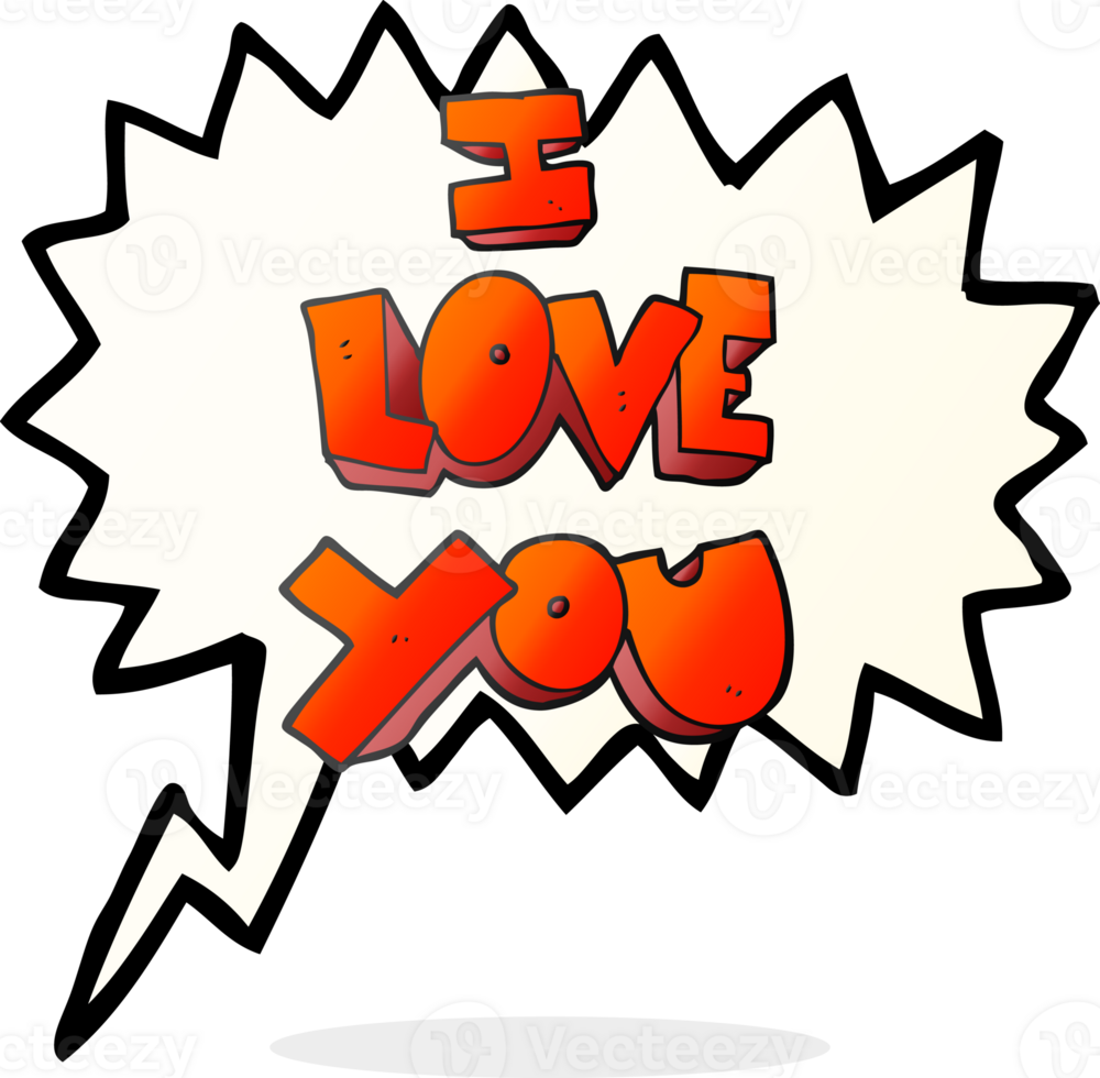 I love you  hand drawn speech bubble cartoon symbol png
