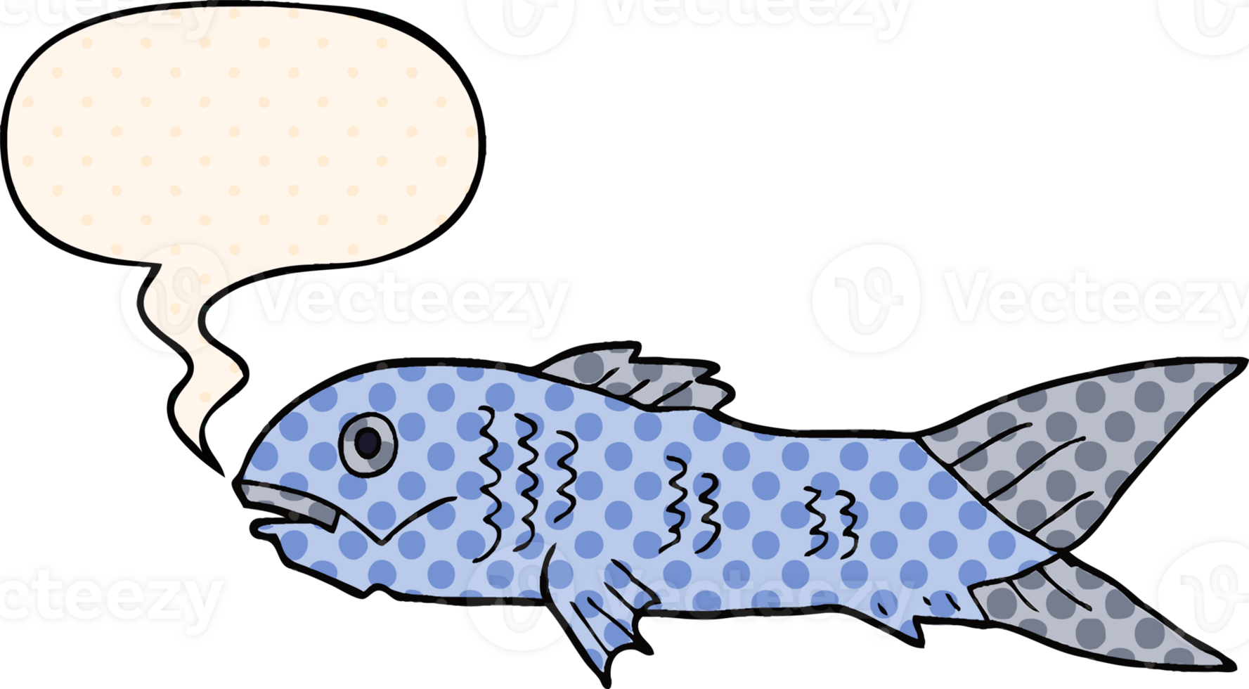 cartoon fish with speech bubble in comic book style png