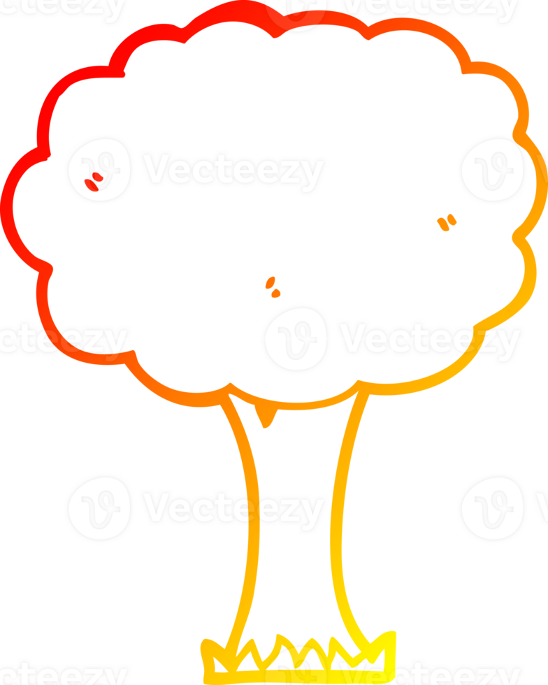warm gradient line drawing of a cartoon tree png