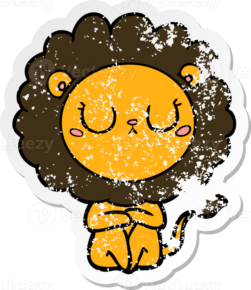 distressed sticker of a cartoon lion png