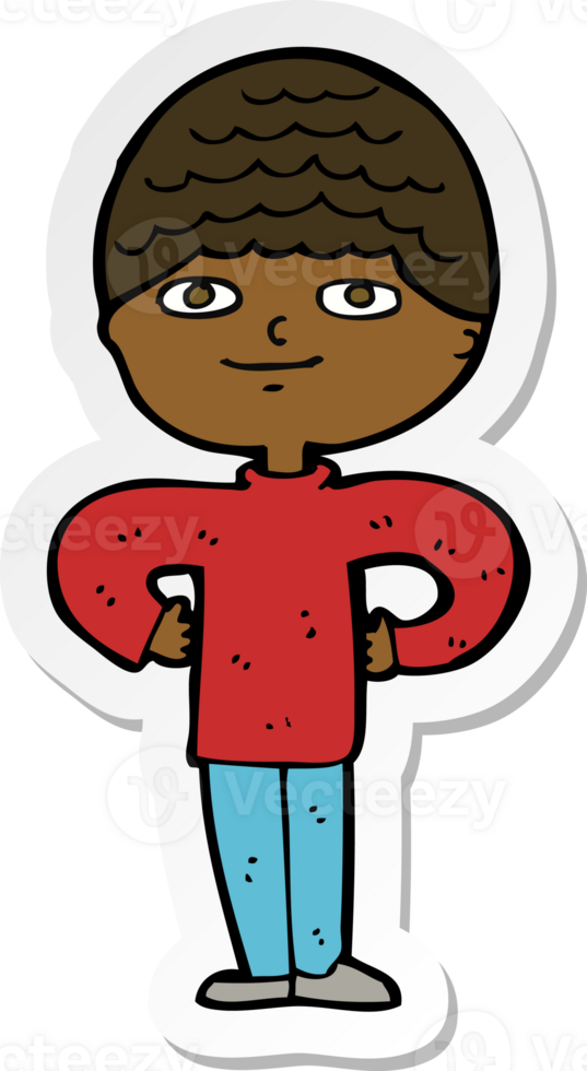 sticker of a cartoon proud man png