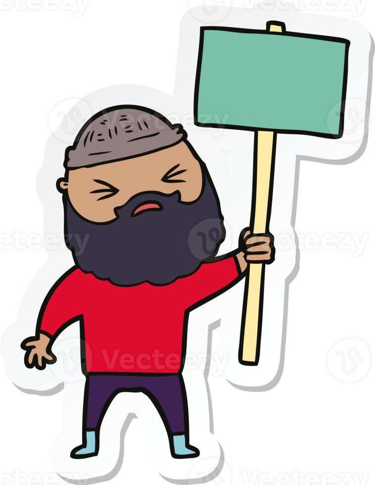 sticker of a cartoon man with beard png