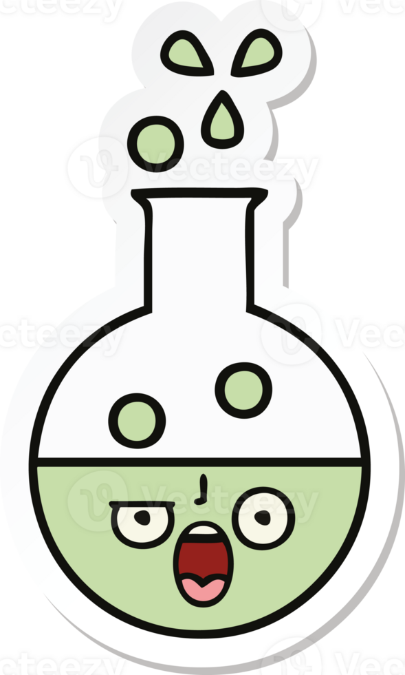 sticker of a cute cartoon test tube png