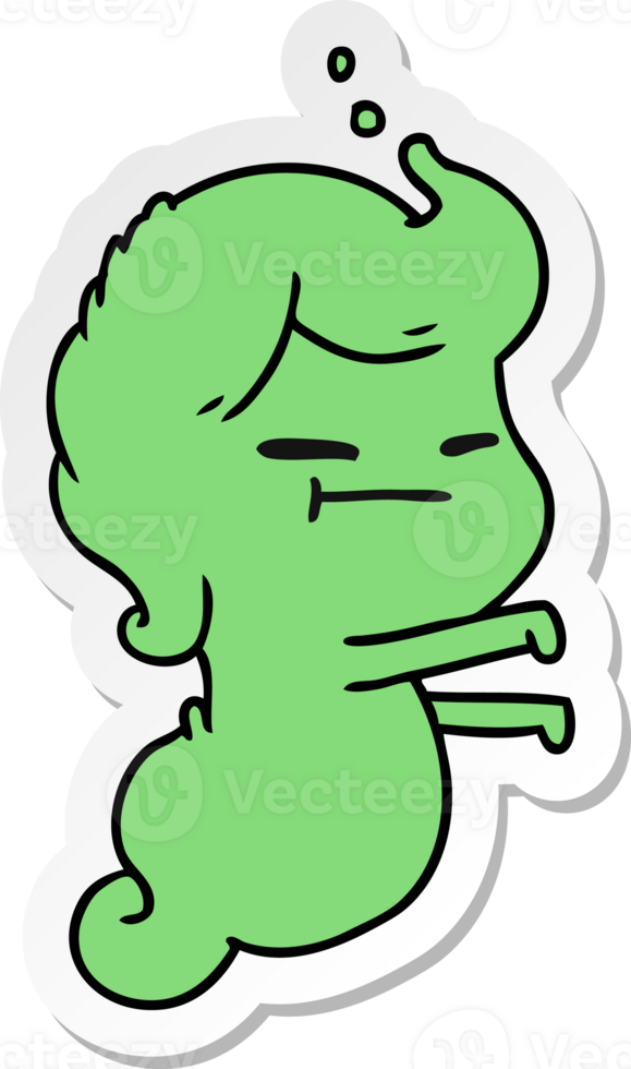 hand drawn sticker cartoon of kawaii scary ghost png