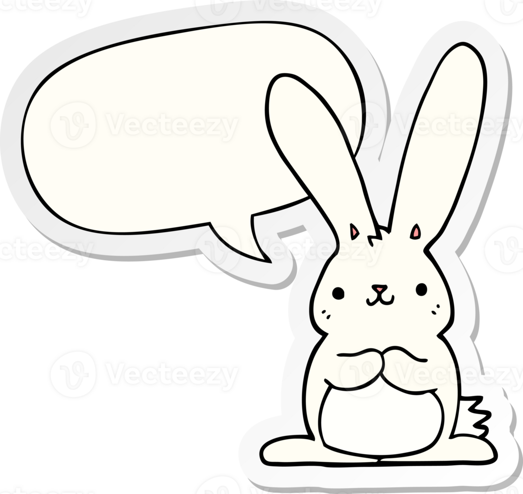 cartoon rabbit with speech bubble sticker png