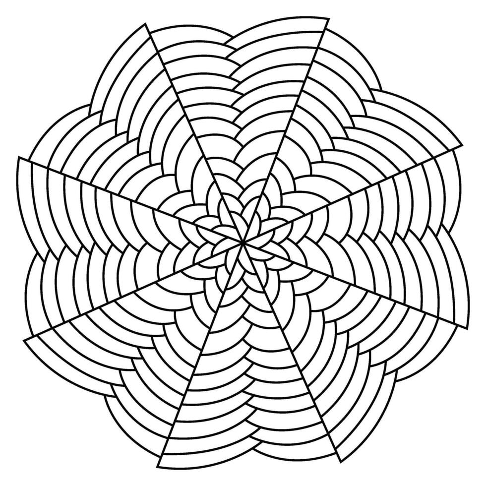Futuristic abstract flower made of simple geometric black shapes vector