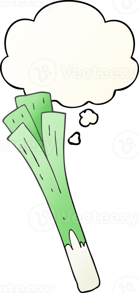 cartoon leeks with thought bubble in smooth gradient style png