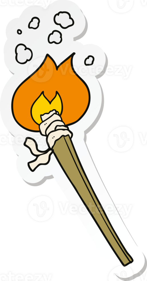 sticker of a cartoon burning torch png
