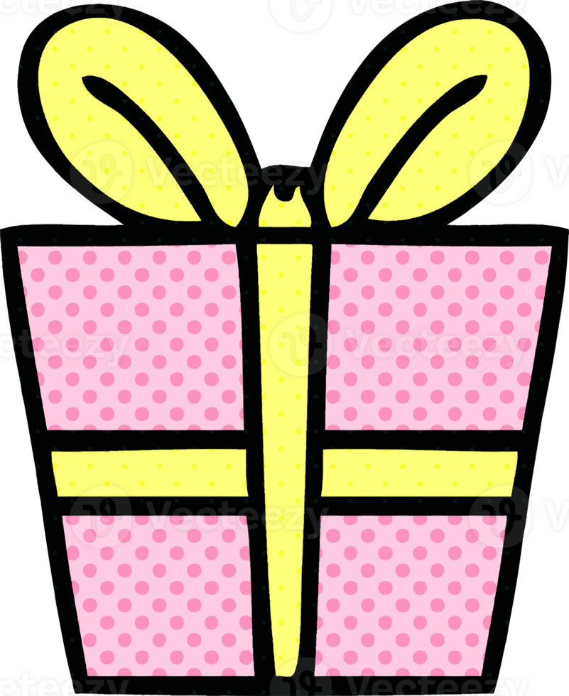 comic book style quirky cartoon present png