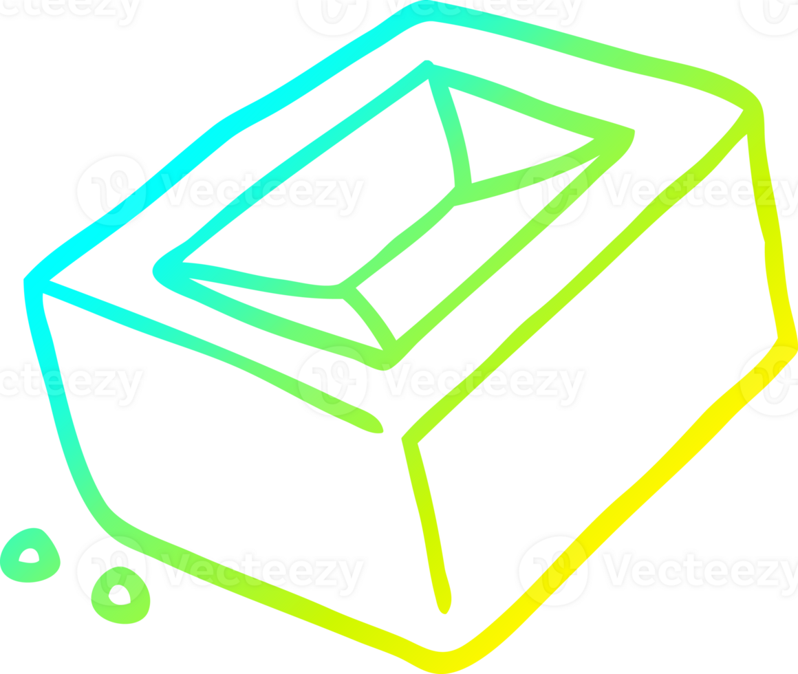 cold gradient line drawing of a cartoon brick png