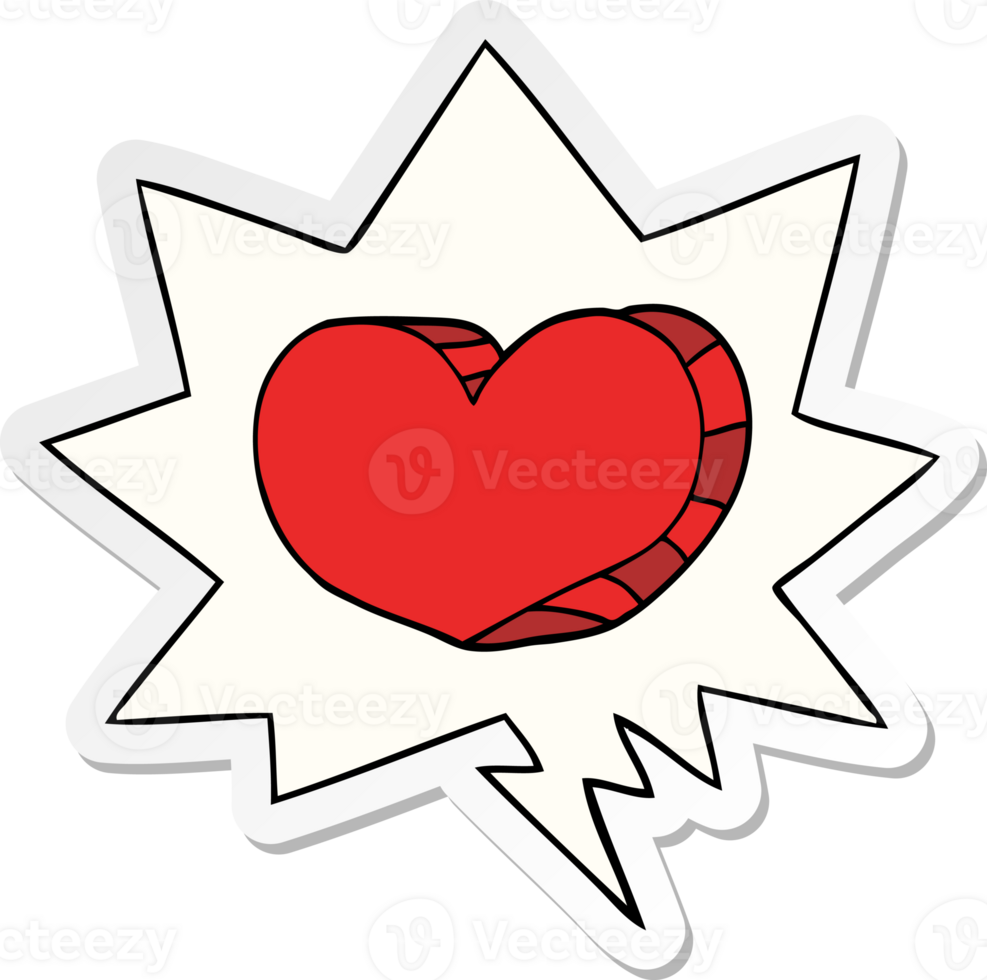 cartoon love heart with speech bubble sticker png