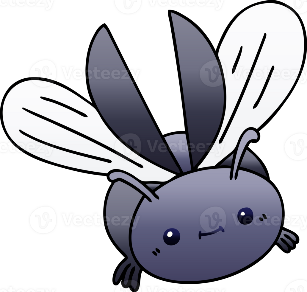 gradient shaded quirky cartoon flying beetle png