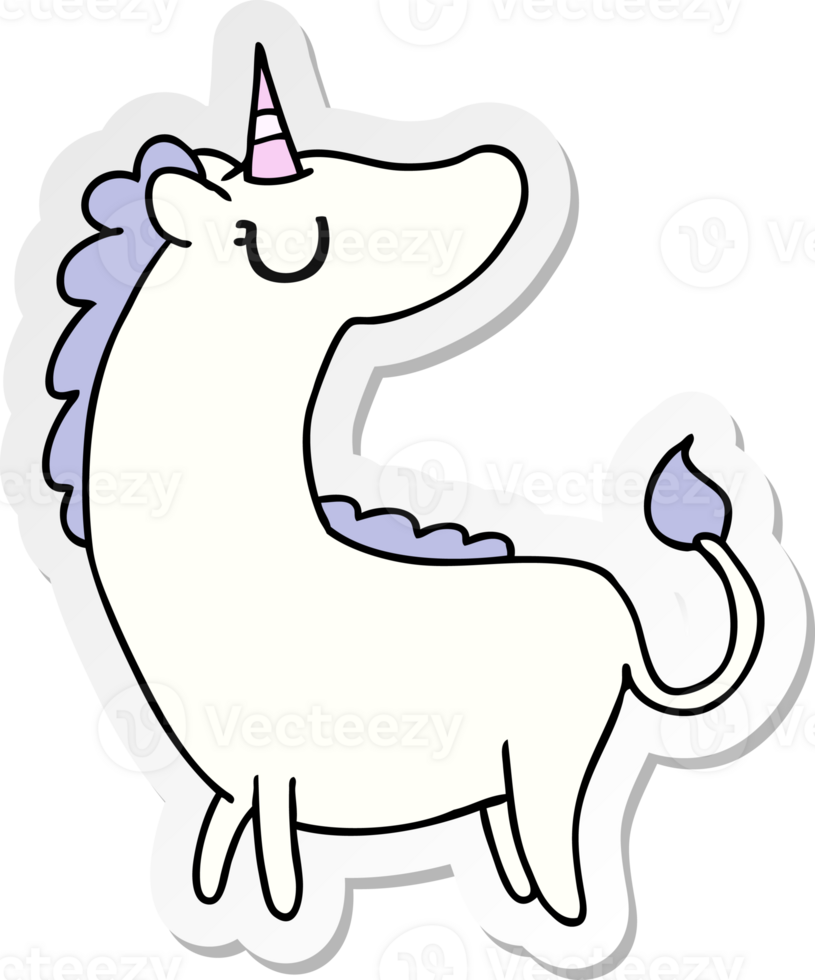 hand drawn sticker cartoon of cute kawaii unicorn png