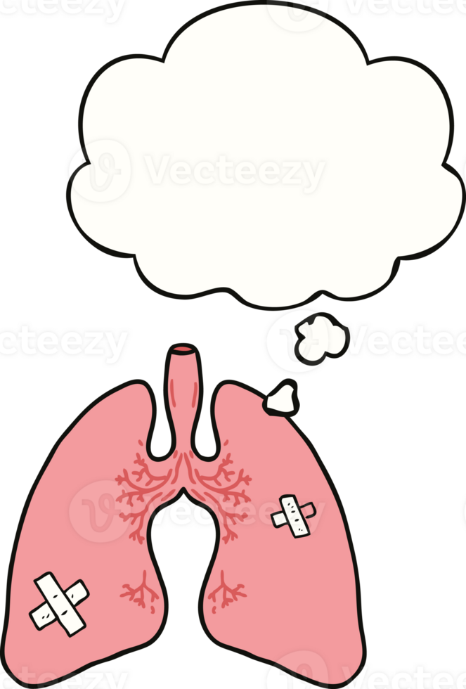 cartoon lungs with thought bubble png