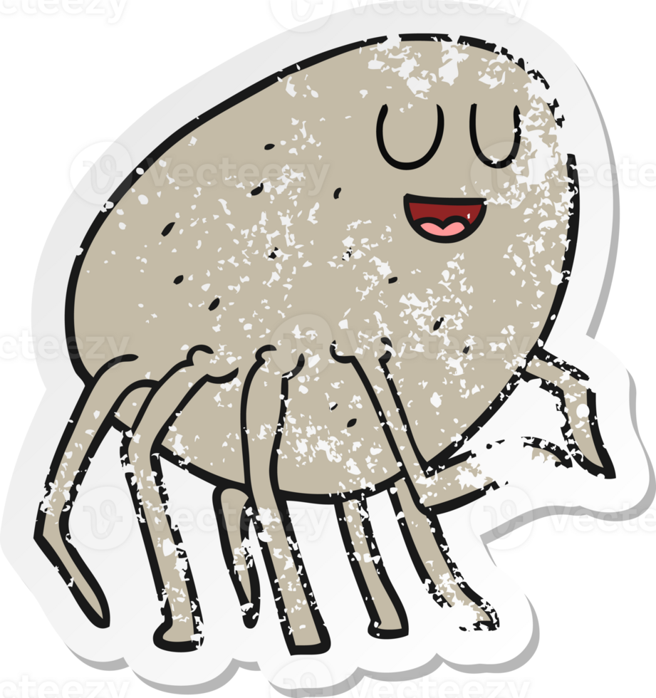 retro distressed sticker of a cartoon tick png