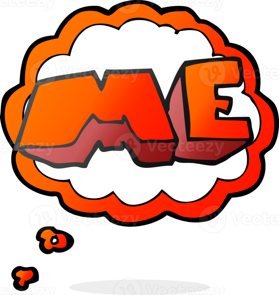 hand drawn thought bubble cartoon ME symbol png