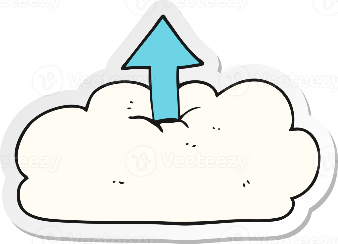 sticker of a cartoon upload to the cloud png