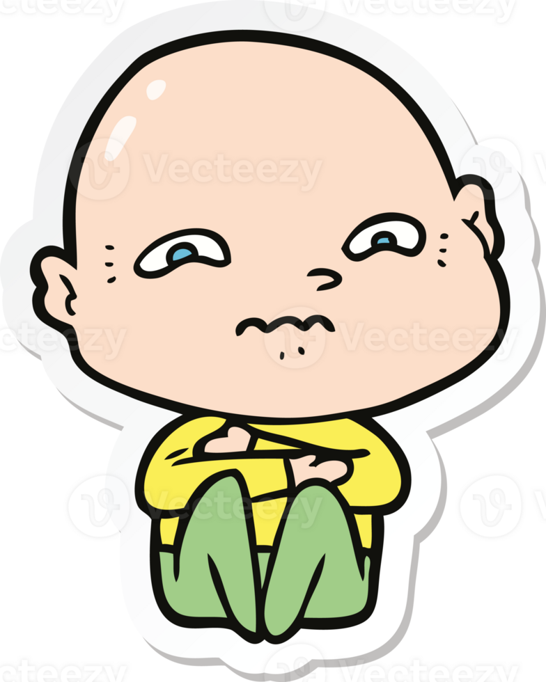 sticker of a cartoon nervous man png