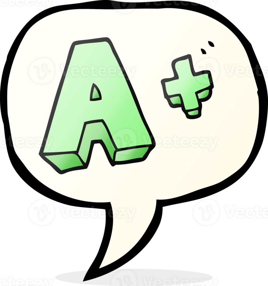 hand drawn speech bubble cartoon A grade symbol png