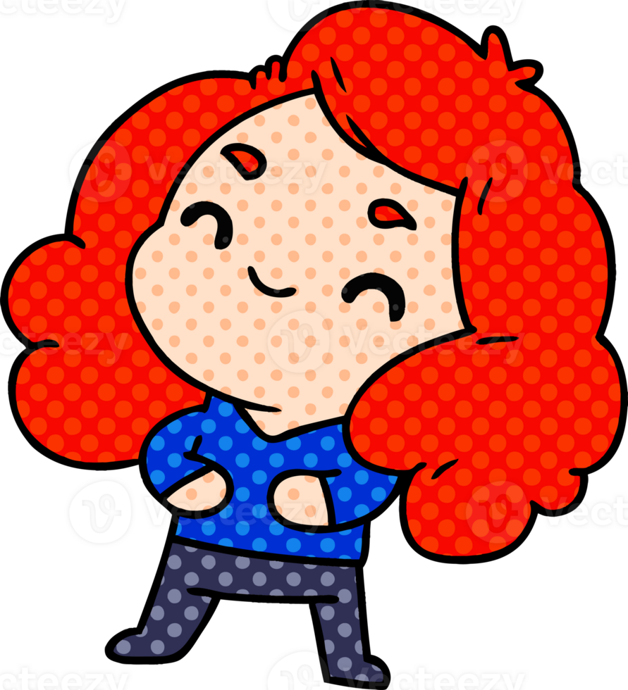 cartoon illustration of a cute kawaii girl png