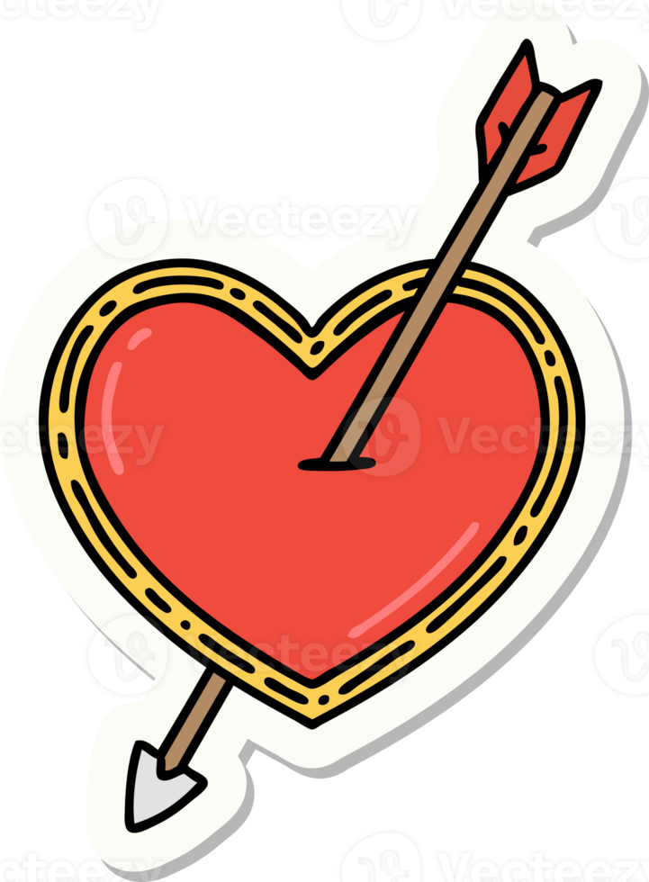 sticker of tattoo in traditional style of an arrow and heart png