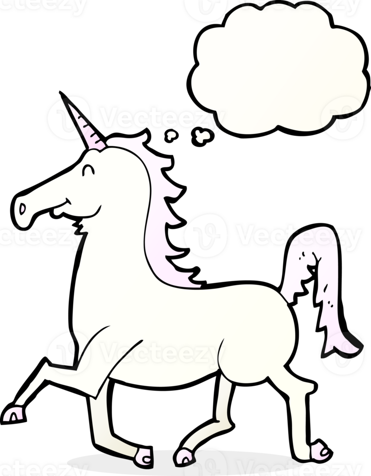 cartoon unicorn with thought bubble png