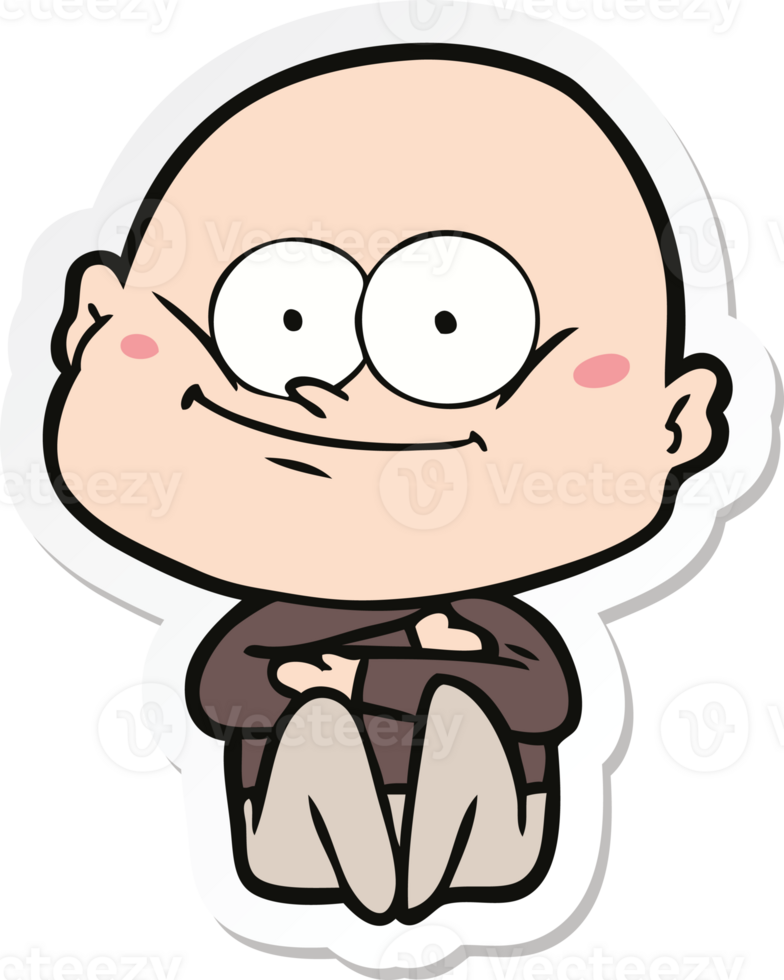 sticker of a cartoon bald man staring png