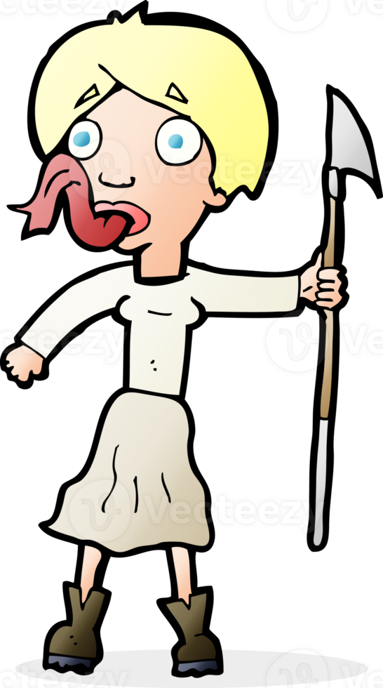 cartoon woman with spear sticking out tongue png
