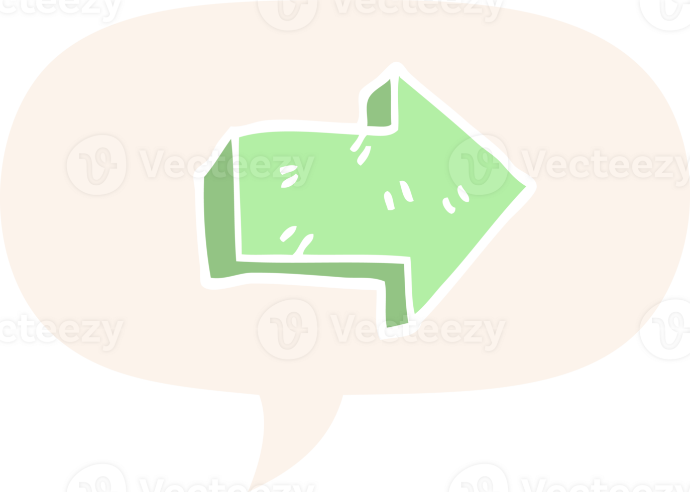 cartoon pointing arrow with speech bubble in retro style png