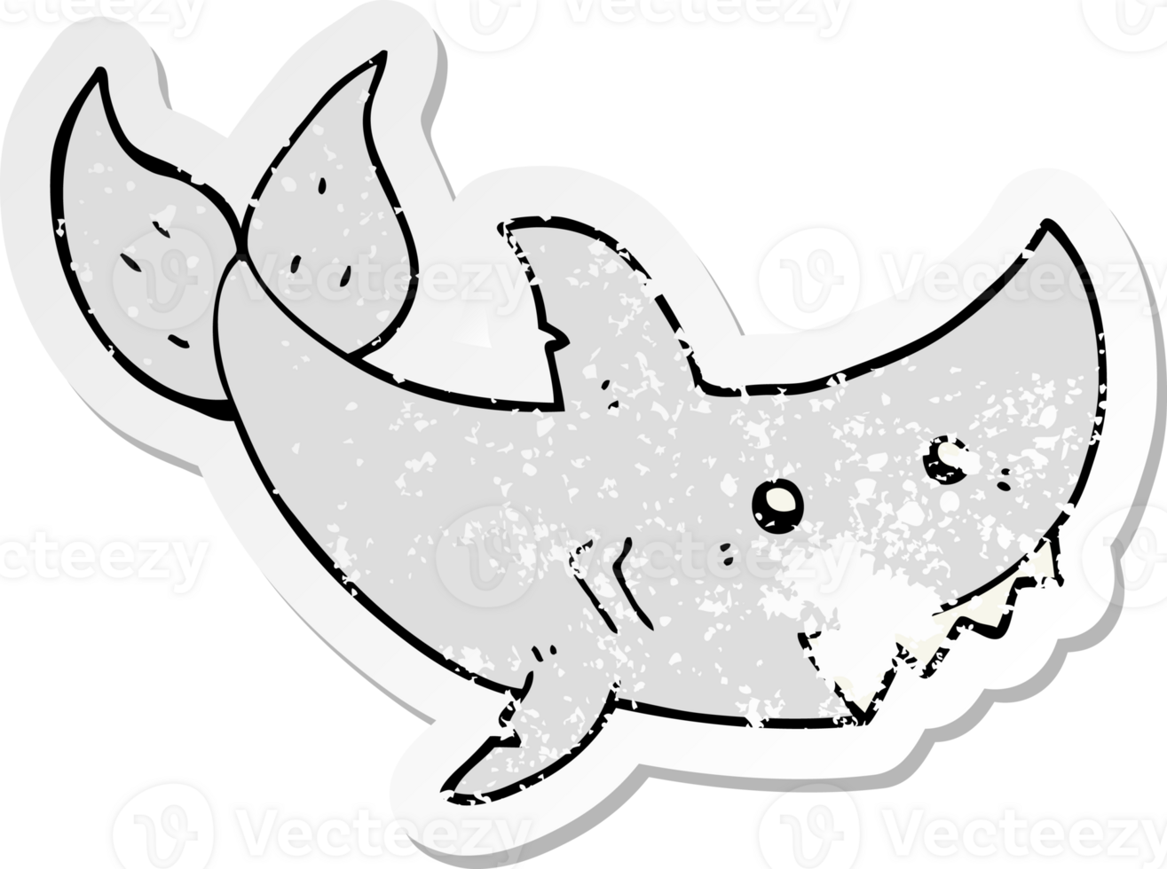 distressed sticker of a cartoon shark png